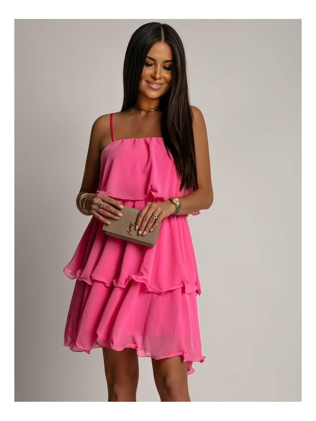  Summer dress with ruffles, pink 5062